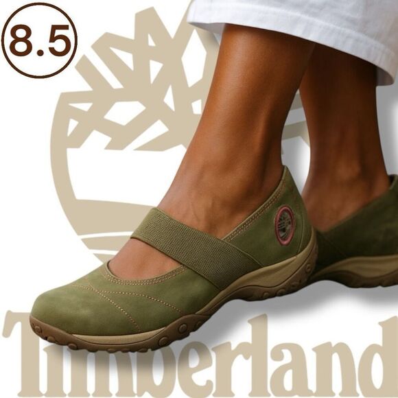 Timberland Womens Slip On Elastic Strap Mary Jane Sneaker Shoes Green Size 8.5M - Picture 1 of 8